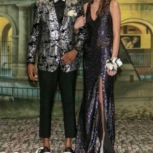 Black Holographic Prom Dress